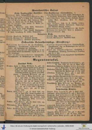 Regententafel.