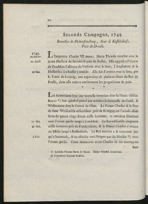 Seconde Campagne, 1745. Batailles de Hohenfriedberg, Soor & Kesselsdorf; Paix de Dresde.