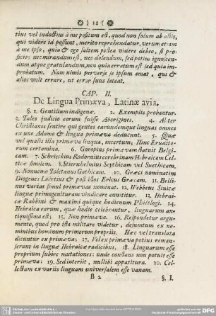 Cap. II. De Lingua Primaeva, Latinae avia