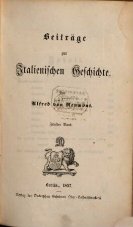 Beiträge zur italienischen Geschichte, 5