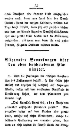 Allgemeine Bemerkungen über den oben beschriebenen Planimeter.