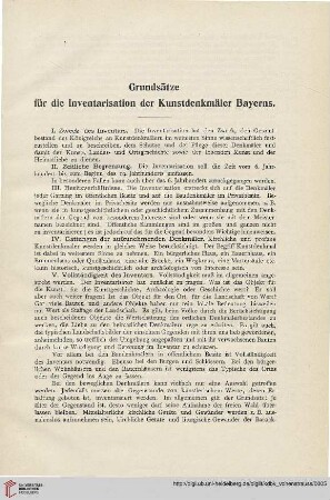 Grundsätze für die Inventarisierung der Kunstdenkmäler Bayerns
