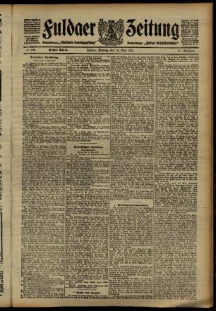 Erste Ausgabe vom Montag, den 13. Mai 1912.
