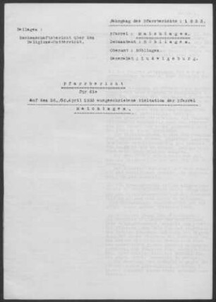 Maichingen: Pfarrbericht 1933