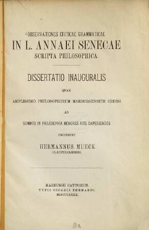 Observationes criticae grammaticae in L. Annaei Senecae scripta philosophica