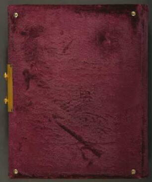 Familienalbum (Mischform zum Sammelalbum) : Familienalbum (Mischform zum Sammelalbum). Samteinband, Messingbeschläge, Messingschließe, Goldschnitt; 29,5 x 23 x 6 cm (um 1890/1900). Dresden: SLUB/DF 1992.C.3