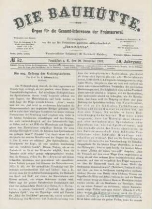 No. 52. Frankfurt a. M., den 28. Dezember 1907. 50. Jahrgang.