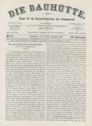 No. 52. Frankfurt a. M., den 28. Dezember 1907. 50. Jahrgang.