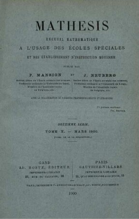 DEUXIÈME SÈRIE. TOME X. - MARS 1900.