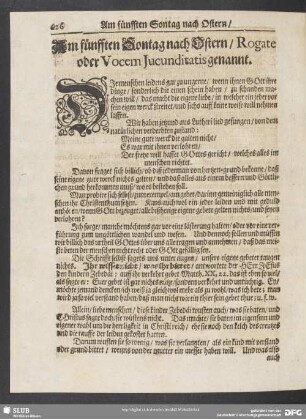 Am fünfften Sontag nach Ostern, Rogate oder Vocem Jucunditatis genannt