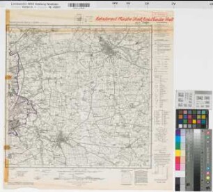 Katasteramt Münster Stadt  Stadtkreis Münster, Meßtischblatt Telgte 4012, Farbige Einzeichnung mit Namensliste