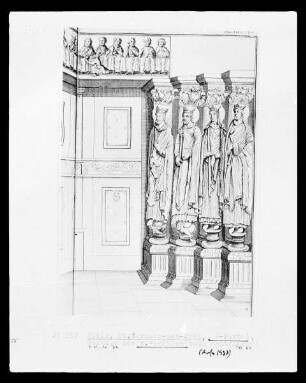 Paris, Église Saint-Germain-des-Près, Westportal, die Figuren des rechten Gewändes