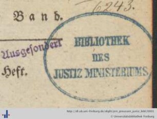 [Provenienz]: Preußisches Justizministerium, Bibliothek