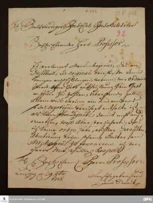 Brief von Jakob Straube an August Hermann Francke.