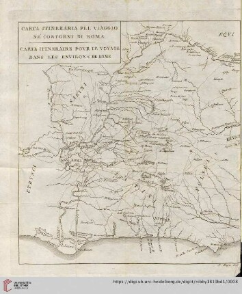 Tafel: Carta itineraria pel viaggio ne' contorni di Roma