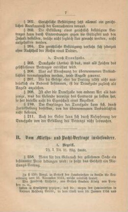 B. Vom Mieths- und Pacht-Vertrage insbesondere