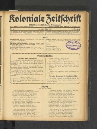 Nr. 12. Berlin, 20. März 1914. 15. Jahrgang.