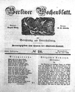 No. 24, Sonnabend, den 16. Juni 1838.