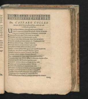 Dn. Casparo Cocceo inveni doctrissimo praestantissimo ... Matthaeus Bacmeisterus