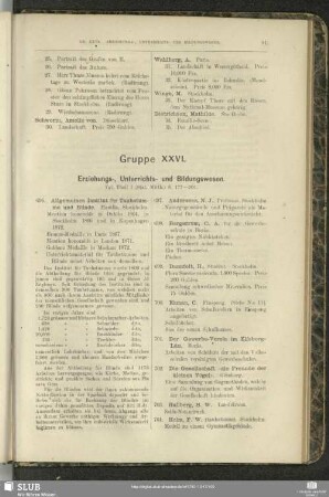 Gruppe XXVI. Erziehungs-, Unterrichts- und Bildungswesen