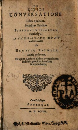 De Civili Conversatione : Libri quatuor