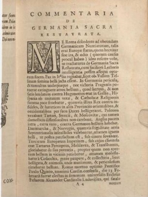 Commentaria De Germania Sacra Restavrata.