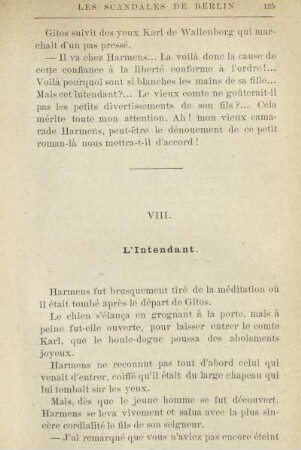 VIII. L'Intendant