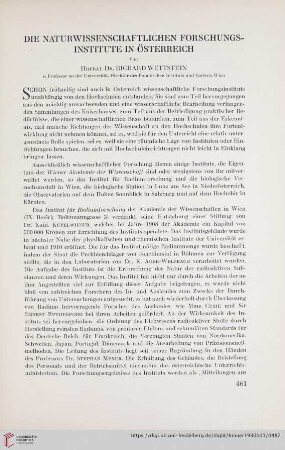 Die naturwissenschaftlichen Forschungsinstitute in Österreich