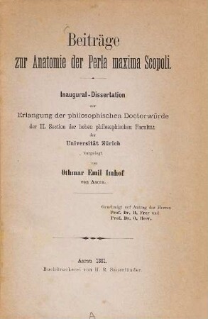 Beitraege zur Anatomie der Perla maxima Scopoli : Inaugural-Dissertation