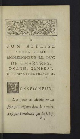 A son altesse serenissime Monseigneur le Duc de Chartres