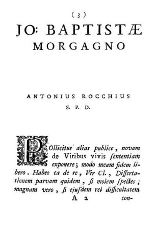 JO: BAPTISTAE MORGAGNOANTONIUS ROCCHIUSS. P. D.
