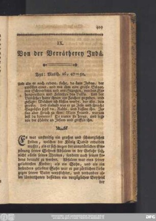 IX. Von der Verrätherey Judä.