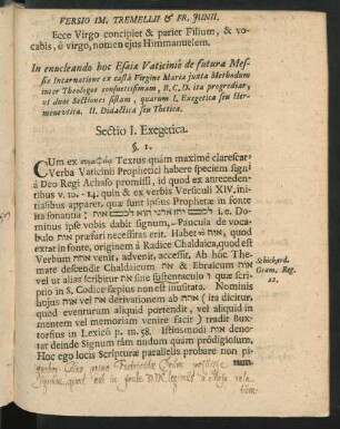 Sectio I. Exegetica.