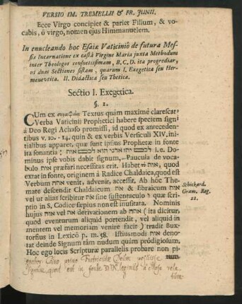 Sectio I. Exegetica.