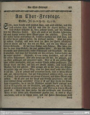 Am Char-Freytage. Epistel, Jes. 52. v. 13-15. 53, 1-11