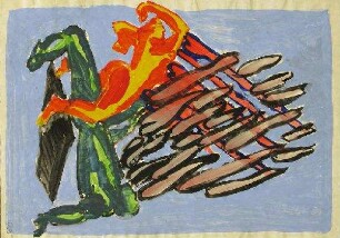grün/orange-farbener Akt