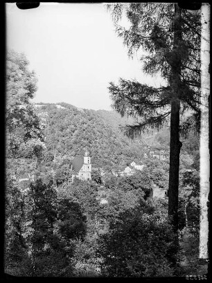 Tharandt: blick vom Forstgarten nach der Kirche