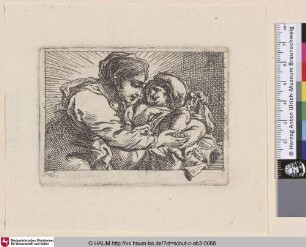 [Maria, den Fuß des Kindes haltend; Virgin and Child, turned to right]