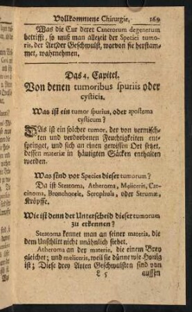 169-181, Das 4. Capitel. Von denen tumoribus spuriis [...] - Das 6. Capitel. Von dem Scorbut, Scharbock.