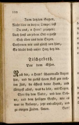 Tischgebeth. - Nach der Kommunion.