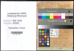 Entnazifizierung Franz Hamacher , geb. 10.10.1900 (Kaufmann)
