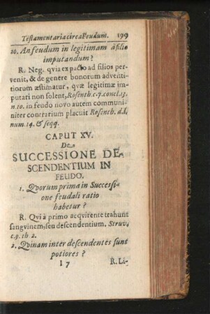 Caput XV. De Successione Descendentium In Feudo.
