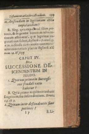 Caput XV. De Successione Descendentium In Feudo.