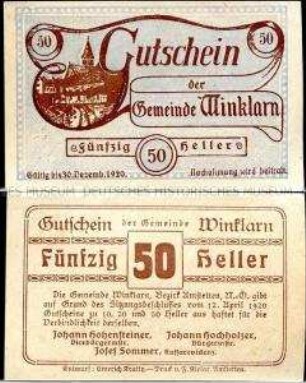 Winklarn, Niederösterreich 50 Heller