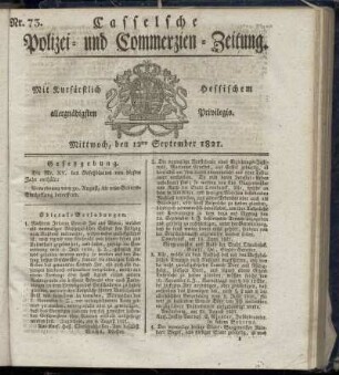 Nr. 73, Mittwoch den 12ten September. 1821