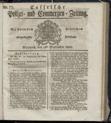 Nr. 73, Mittwoch den 12ten September. 1821
