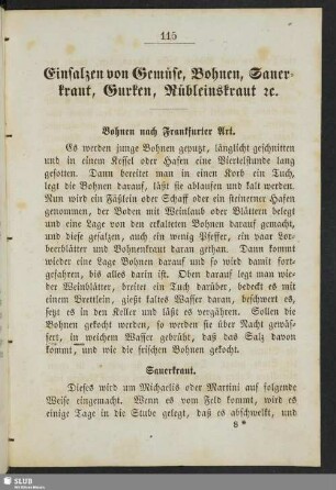 Einsalzen von Gemüse, Bohnen, Sauerkraut, Gurken, Rübleinskraut ec.
