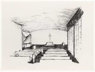 Evangelisches Gemeindezentrum, Herford: Perspektivische Innenansicht der Kirche