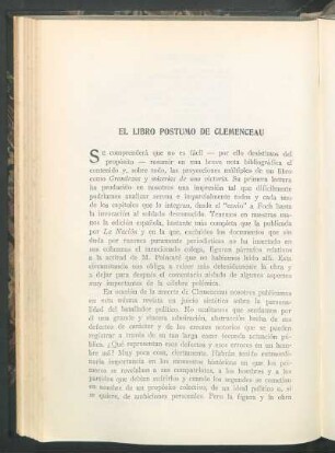 El libro postumo de Clemenceau