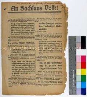 Sozialdemokratische Aufklärungsschrift zur Reform des bestehenden Landtagswahlrechtes in Sachsen